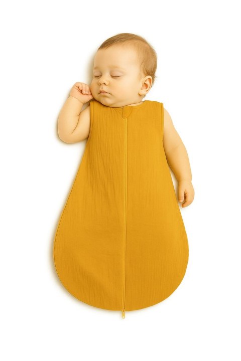 My Sweet Baby Muślinowy śpiworek dla dzieci zaokrąglony S 0-6 mcy letni TOG 1.0 - musztardowy