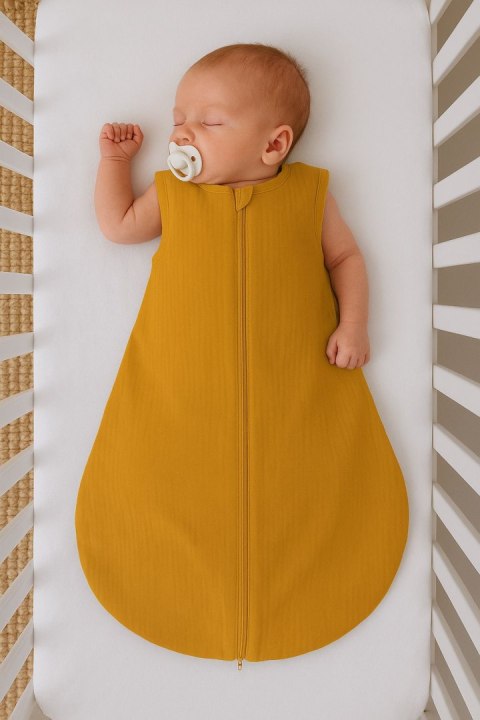 My Sweet Baby Muślinowy śpiworek dla dzieci zaokrąglony S 0-6 mcy letni TOG 1.0 - musztardowy