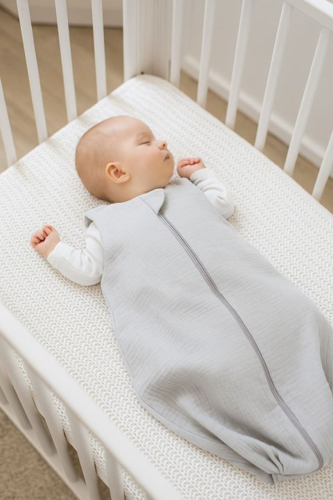 My Sweet Baby Muślinowy śpiworek dla dzieci zaokrąglony S 0-6 mcy letni TOG 1.0 - szary