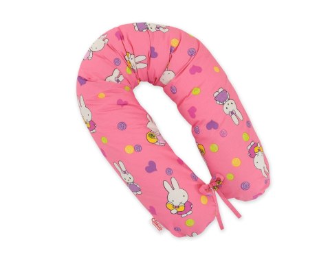 Bobono Bawełniana poszewka do poduszki ciążowej Longer - Hallo rabbit pink
