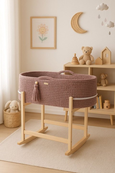 My Sweet Baby Kosz Mojżesza BOHO Handmade z kołyską - mauve