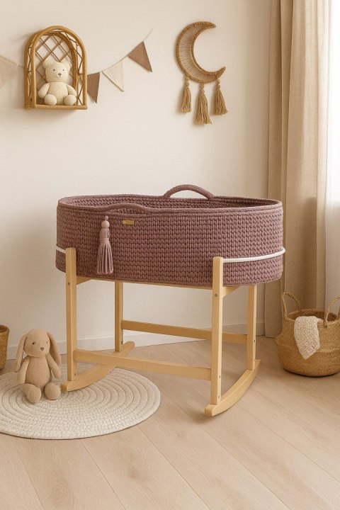 My Sweet Baby Kosz Mojżesza BOHO Handmade z kołyską - mauve