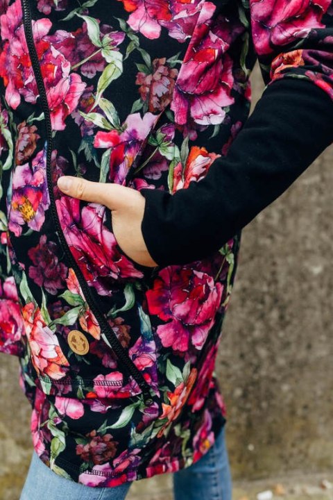 Asymetryczna Bluza - Peony - rozmiar M (87% bawełna, 10% elastan, 3% poliester)