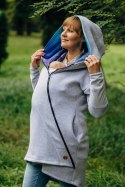Asymetryczna Bluza - Szary Melanż z Pawi Ogon Fantazja - rozmiar S
