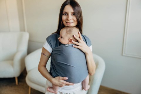 Chusta do noszenia dzieci, elastyczna - Antracyt - rozmiar standardowy 5.0 m