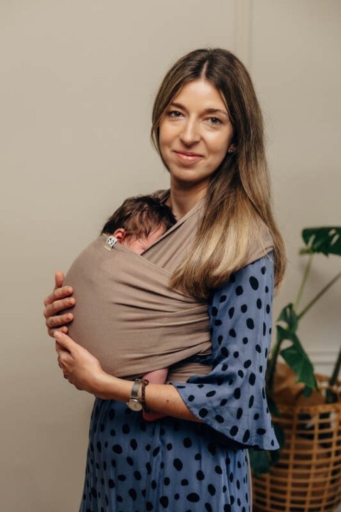 Chusta do noszenia dzieci, elastyczna - Mocha - rozmiar standardowy 5.0 m (drugi gatunek)
