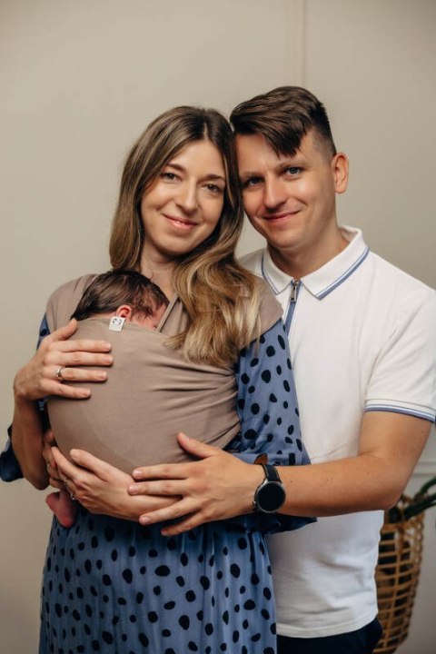Chusta do noszenia dzieci, elastyczna - Mocha - rozmiar standardowy 5.0 m (drugi gatunek)