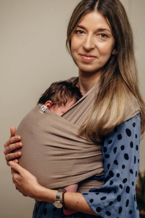 Chusta do noszenia dzieci, elastyczna - Mocha - rozmiar standardowy 5.0 m