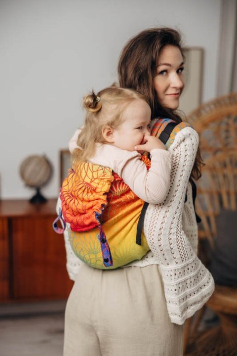 Nosidło Klamrowe Onbuhimo PRO z tkaniny żakardowej (100% bawełna), rozmiar Preschool - TĘCZOWY LOTOS