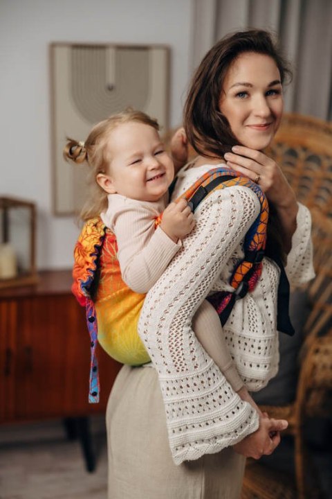 Nosidło Klamrowe Onbuhimo PRO z tkaniny żakardowej (100% bawełna), rozmiar Preschool - TĘCZOWY LOTOS