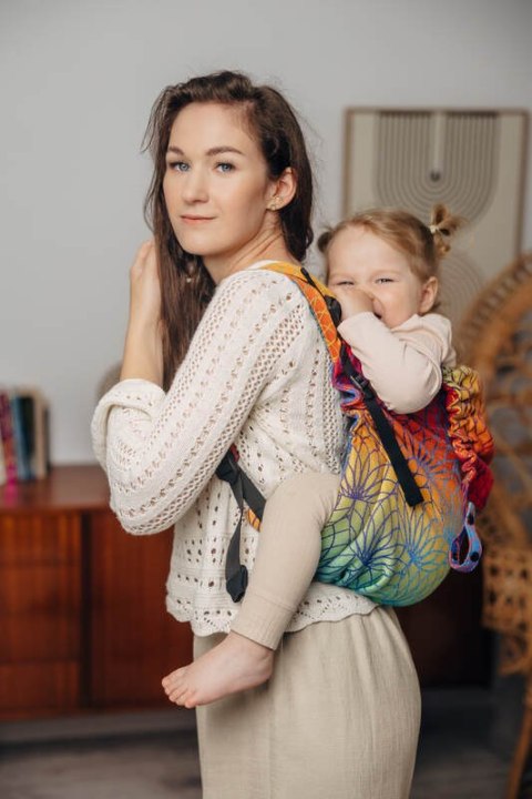 Nosidło Klamrowe Onbuhimo PRO z tkaniny żakardowej (100% bawełna), rozmiar Preschool - TĘCZOWY LOTOS