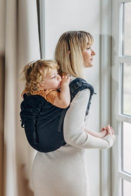 Nosidło Klamrowe Onbuhimo PRO z tkaniny żakardowej (59% bawełna, 41% wełna merino), rozmiar Preschool - PAWI OGON - PITCH BLACK