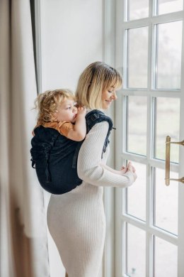 Nosidło Klamrowe Onbuhimo PRO z tkaniny żakardowej (59% bawełna, 41% wełna merino), rozmiar Preschool - PAWI OGON - PITCH BLACK