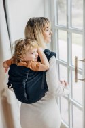 Nosidło Klamrowe Onbuhimo PRO z tkaniny żakardowej (59% bawełna, 41% wełna merino), rozmiar Preschool - PAWI OGON - PITCH BLACK