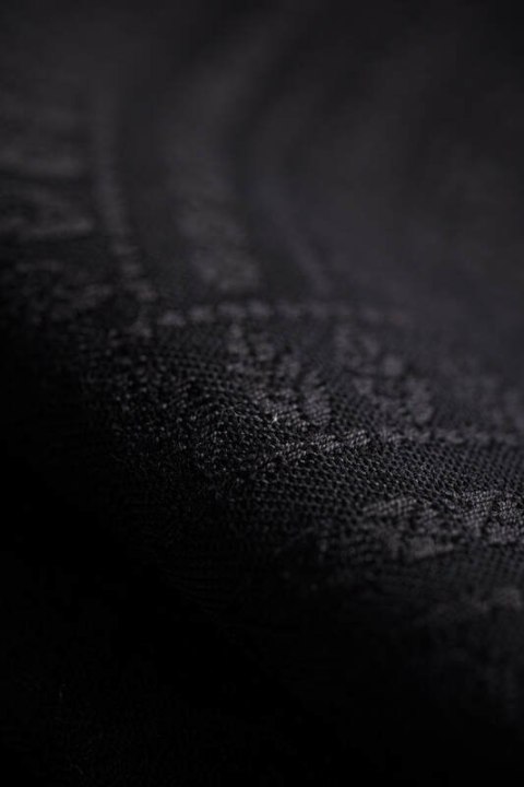 Nosidło Klamrowe Onbuhimo PRO z tkaniny żakardowej (59% bawełna, 41% wełna merino), rozmiar Preschool - PAWI OGON - PITCH BLACK