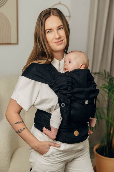 Moje Pierwsze Nosidełko LennyHybrid Half Buckle, splot jodełkowy, 100% bawełna , rozmiar standard - MAŁA JODEŁKA CZARNY HEBAN