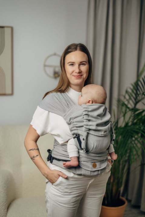 Moje Pierwsze Nosidełko LennyHybrid Half Buckle, splot jodełkowy, 100% bawełna , rozmiar standard - MAŁA JODEŁKA SZARA