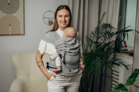 Moje Pierwsze Nosidełko LennyHybrid Half Buckle, splot jodełkowy, 100% bawełna , rozmiar standard - MAŁA JODEŁKA SZARA