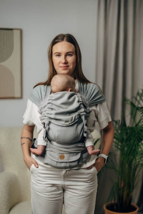 Moje Pierwsze Nosidełko LennyHybrid Half Buckle, splot jodełkowy, 100% bawełna , rozmiar standard - MAŁA JODEŁKA SZARA