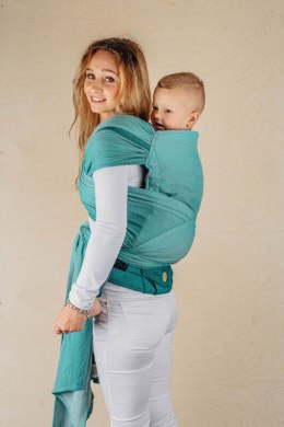 Nosidełko LennyHybrid Half Buckle, splot jodełkowy, 100% bawełna , rozmiar preschool - MAŁA JODEŁKA OMBRE ZIELEŃ