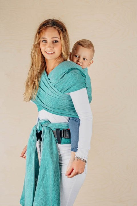 Nosidełko LennyHybrid Half Buckle, splot jodełkowy, 100% bawełna , rozmiar preschool - MAŁA JODEŁKA OMBRE ZIELEŃ