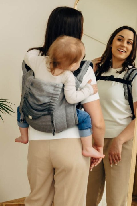 Nosidło Klamrowe Onbuhimo PRO splot jodełkowy (100% bawełna), rozmiar Toddler - MAŁA JODEŁKA OMBRE SZARY