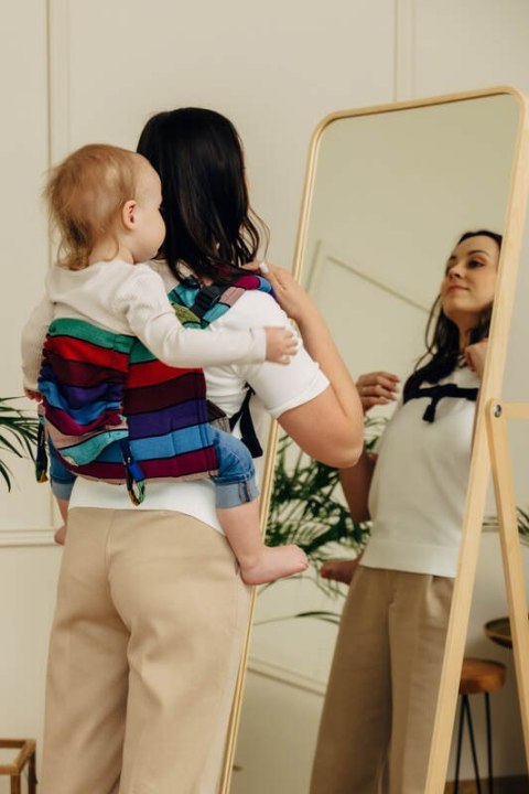Nosidło Klamrowe Onbuhimo PRO z tkaniny skośno-krzyżowej (100% bawełna), Toddler - KARUZELA BARW