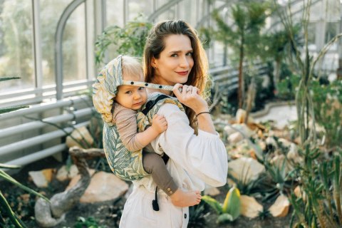 Nosidło Klamrowe Onbuhimo PRO z tkaniny żakardowej (100% bawełna), rozmiar Standard - RAINFOREST - SELVA