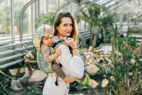 Nosidło Klamrowe Onbuhimo PRO z tkaniny żakardowej (100% bawełna), rozmiar Standard - RAINFOREST - SELVA