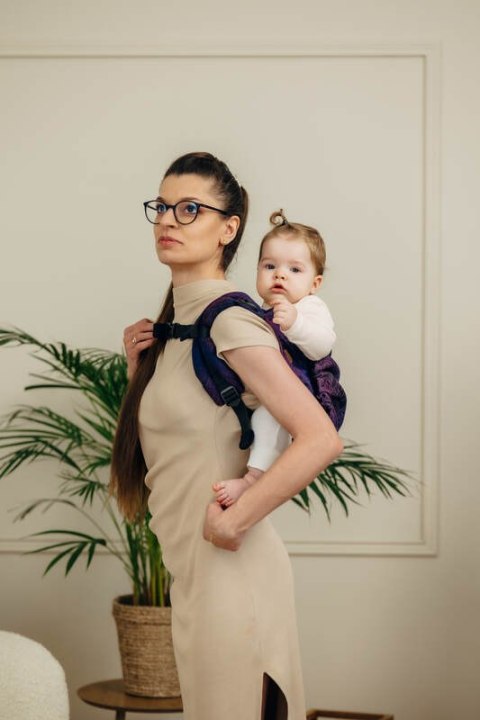 Nosidło Klamrowe Onbuhimo PRO z tkaniny żakardowej (100% bawełna), rozmiar Toddler - DZIKIE WINO - BOUQUET