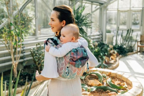 Nosidło Klamrowe Onbuhimo PRO z tkaniny żakardowej (100% bawełna), rozmiar Toddler - ZAPLĄTANI - PLAIT