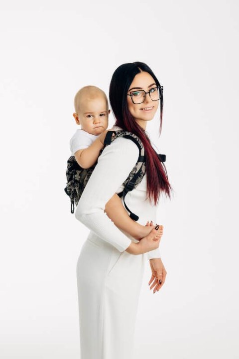 Nosidło Klamrowe Onbuhimo PRO z tkaniny żakardowej (65% Bawełna 35% Jedwab), rozmiar Toddler - KRÓLOWA NOCY - PAMINA