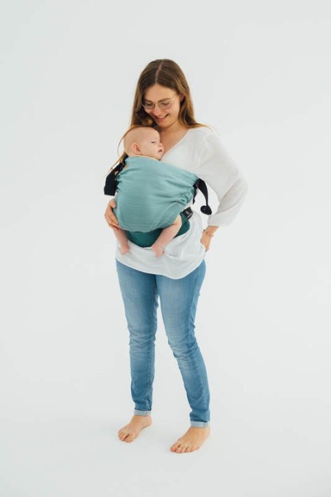 Nosidełko LennyHip (1/2 Nosidełka LennyTwin), splot jodełkowy, 100% bawełna , rozmiar standard - MAŁA JODEŁKA OMBRE ZIELEŃ