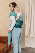 Nosidełko LennyHybrid Half Buckle, splot jodełkowy, 100% bawełna , rozmiar standard - MAŁA JODEŁKA OMBRE ZIELEŃ