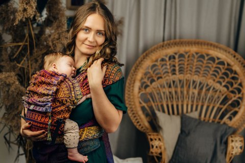 Nosidełko LennyHybrid Half Buckle, splot żakardowy, 100% bawełna , rozmiar standard - PAWI OGON - BOLERO