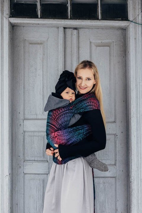 Nosidełko LennyHybrid Half Buckle, splot żakardowy, 60% bawełna, 28% wełna merino, 8% jedwab, 4% kaszmir , rozmiar standard - PA