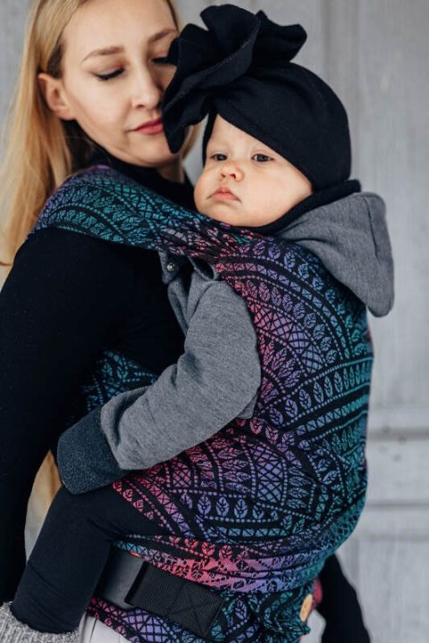Nosidełko LennyHybrid Half Buckle, splot żakardowy, 60% bawełna, 28% wełna merino, 8% jedwab, 4% kaszmir , rozmiar standard - PA