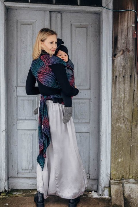 Nosidełko LennyHybrid Half Buckle, splot żakardowy, 60% bawełna, 28% wełna merino, 8% jedwab, 4% kaszmir , rozmiar standard - PA