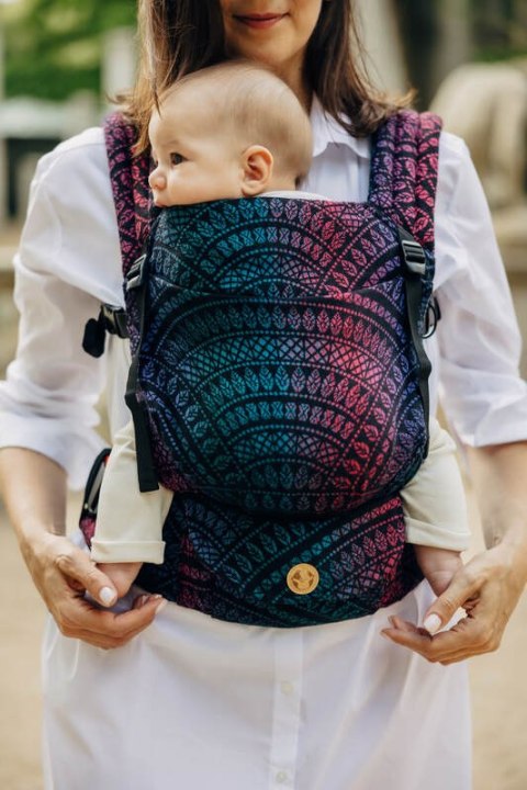 Nosidełko LennyLight z tkaniny żakardowej 60% bawełna, 28% wełna merino, 8% jedwab, 4% kaszmir , rozmiar standard, PAWI OGON - C