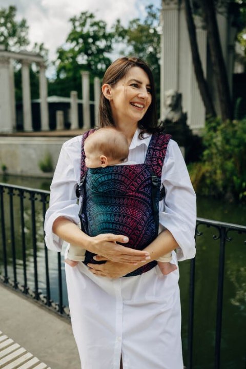 Nosidełko LennyLight z tkaniny żakardowej 60% bawełna, 28% wełna merino, 8% jedwab, 4% kaszmir , rozmiar standard, PAWI OGON - C