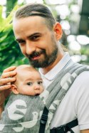 Nosidełko LennyLight z tkaniny żakardowej (68% bawełna, 16% len, 16% modal), rozmiar standard - BIRDY - WHITE NOISE