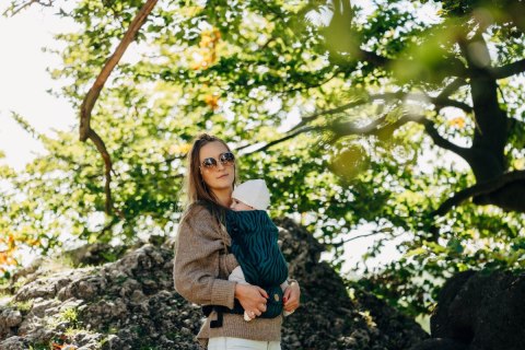 Nosidełko LennyLight z tkaniny żakardowej (63% bawełna, 37% wełna merino), rozmiar standard - ZEBRA - SAVANNA