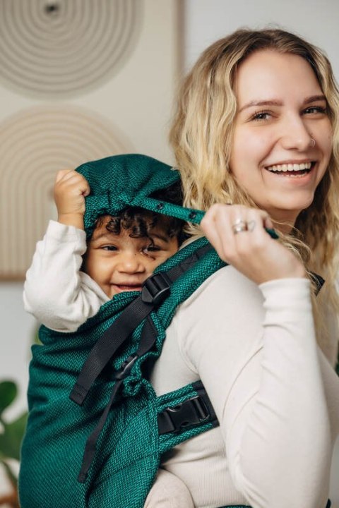 Nosidełko LennyPreschool, splot jodełkowy, 100% bawełna, rozmiar preschool - BASIC LINE SZMARAGD
