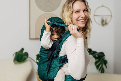 Nosidełko LennyPreschool, splot jodełkowy, 100% bawełna, rozmiar preschool - BASIC LINE SZMARAGD