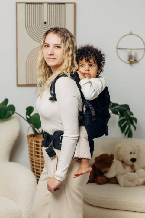 Nosidełko LennyPreschool, splot jodełkowy, 100% bawełna, rozmiar preschool - MAŁA JODEŁKA CZARNY HEBAN
