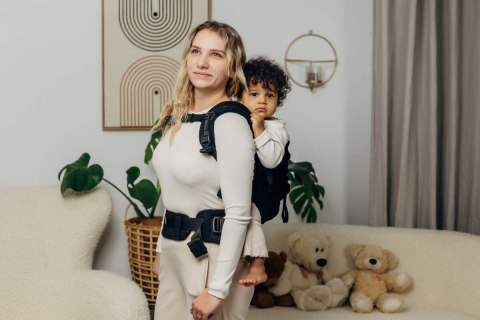 Nosidełko LennyPreschool, splot jodełkowy, 100% bawełna, rozmiar preschool - MAŁA JODEŁKA CZARNY HEBAN