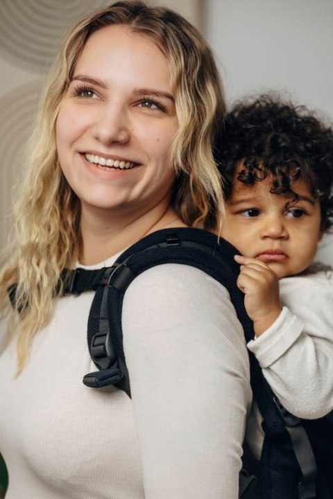 Nosidełko LennyPreschool, splot jodełkowy, 100% bawełna, rozmiar preschool - MAŁA JODEŁKA CZARNY HEBAN
