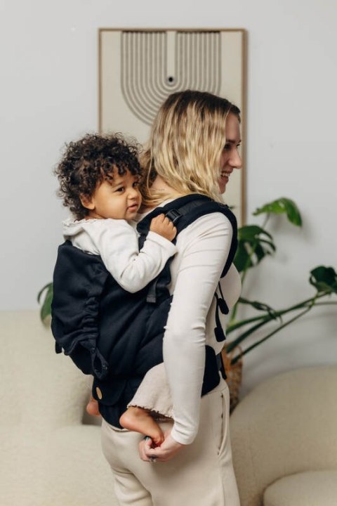 Nosidełko LennyPreschool, splot jodełkowy, 100% bawełna, rozmiar preschool - MAŁA JODEŁKA CZARNY HEBAN
