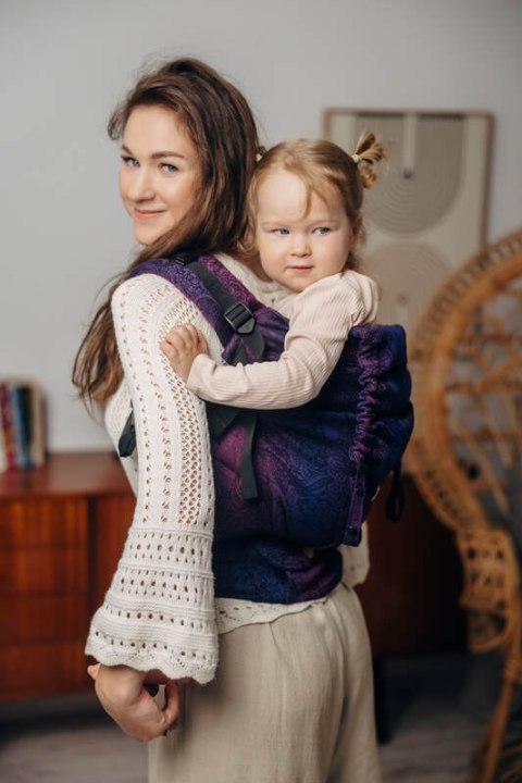Nosidełko LennyPreschool z tkaniny żakardowej 100% bawełna, rozmiar preschool - DZIKIE WINO - BOUQUET