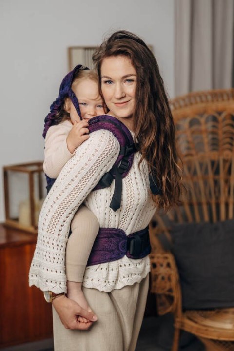Nosidełko LennyPreschool z tkaniny żakardowej 100% bawełna, rozmiar preschool - DZIKIE WINO - BOUQUET